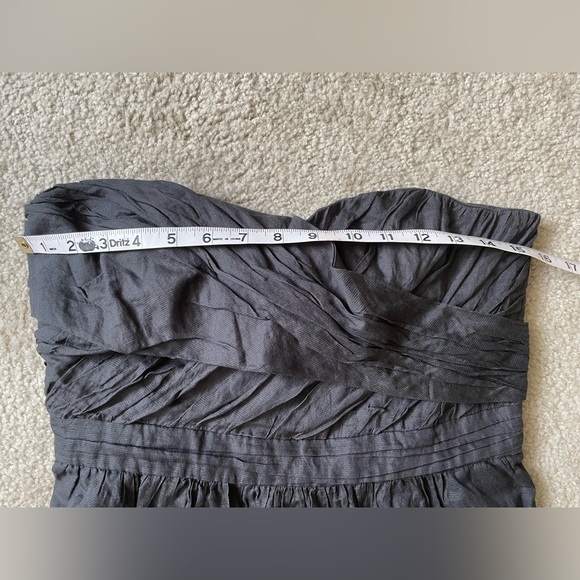 J.Crew Charcoal Grey Crinkled Metallic Strapless cotton Taryn Dress Size 8 - Picture 11 of 11